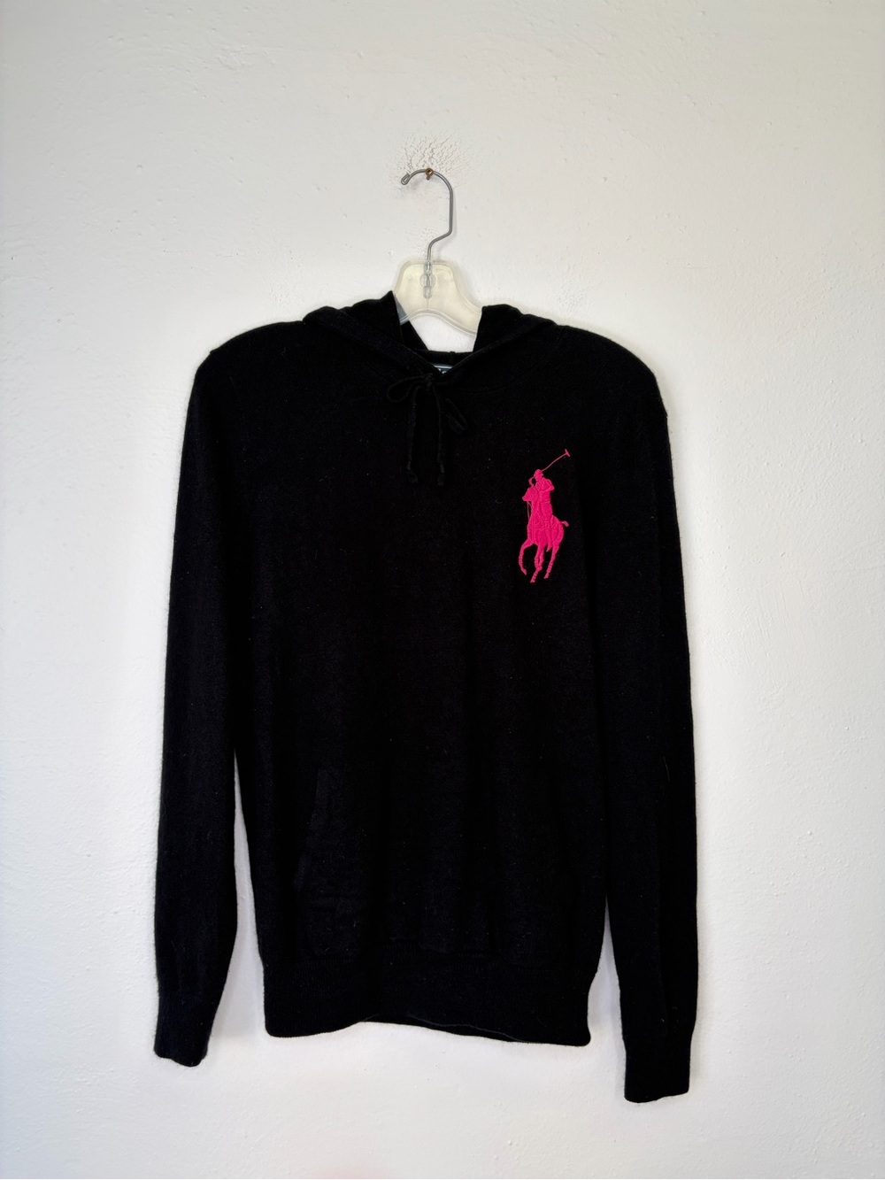 Polo by Ralph Lauren Black Crewneck Hoodie with Pink Pony